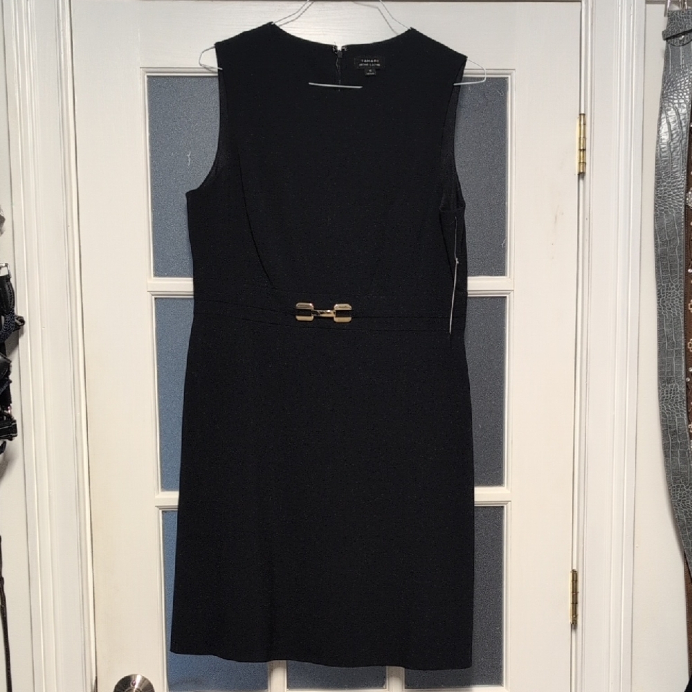 Elegant Navy Blue Dress with Gold Accent